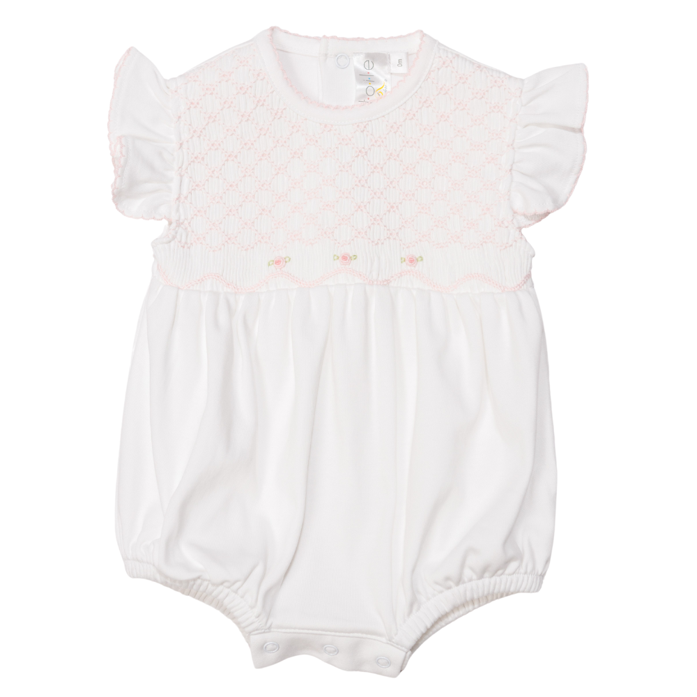 Bombacho Blanco Nido de Abeja Rosado/Flores