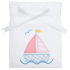 Single Burp Cloth Pink Sailboat