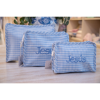 Roadie Small Zip Pouch Gingham Mist