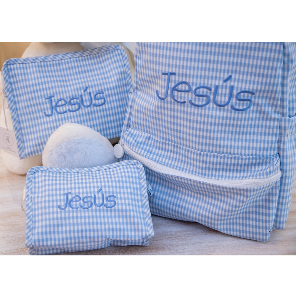 Roadie Small Zip Pouch Gingham Mist