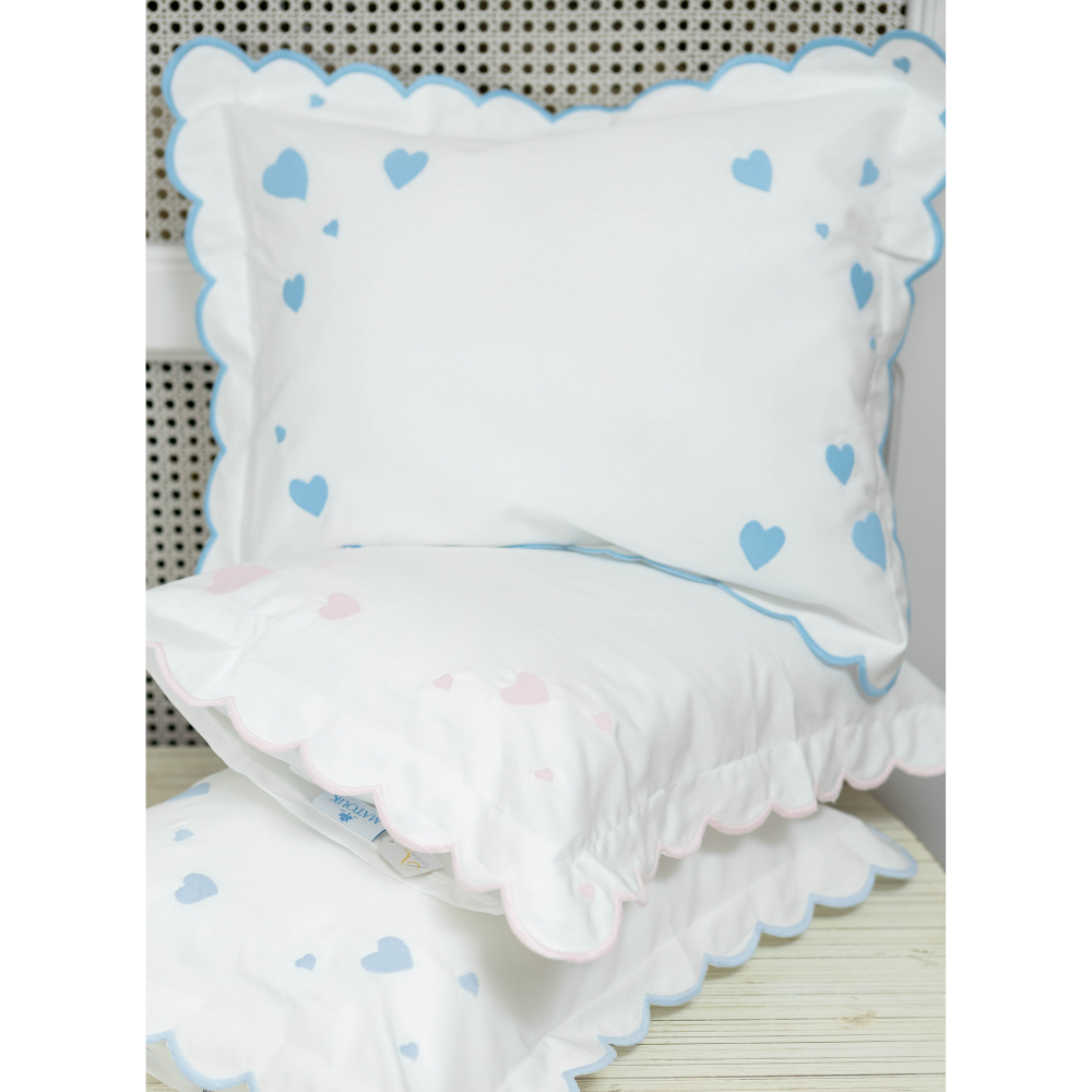 Hearts  Mini Pillow Boudoir Sham - Bluebell