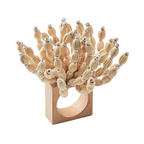 Reed Napkin Ring Natural/White - Set of 6