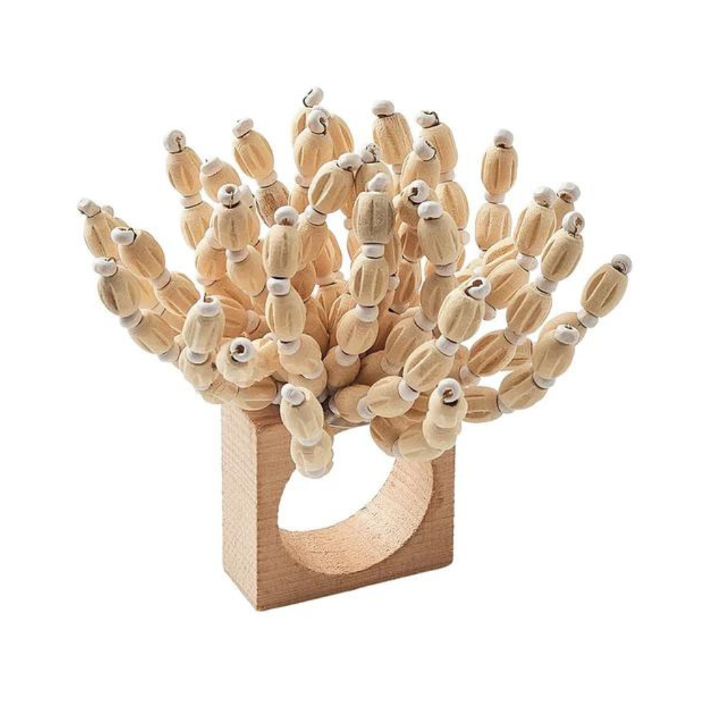 Reed Napkin Ring Natural/White - Set of 6