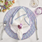 Knotted Edge Napkin - White/Lilac/Blue