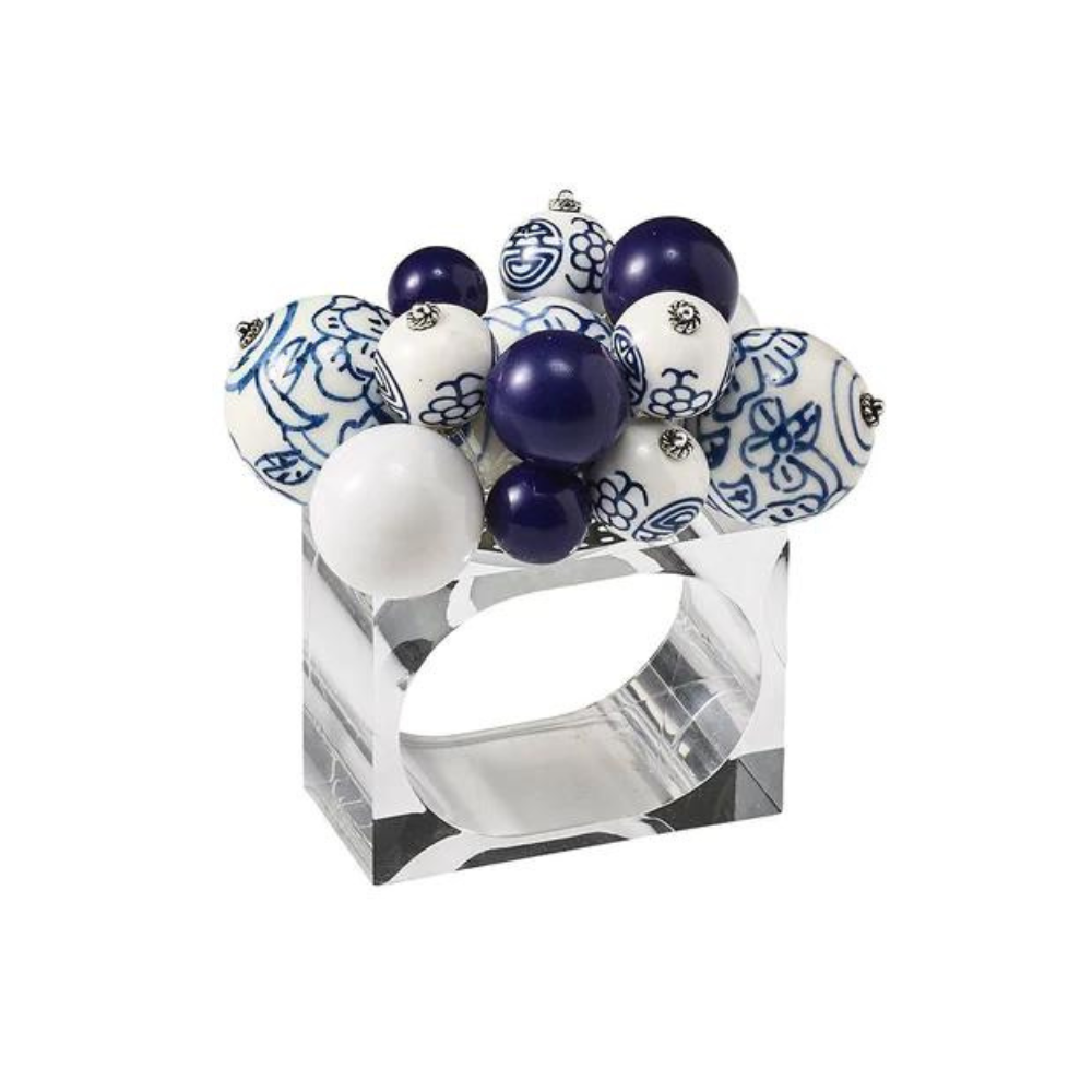 Cloud Napkin Ring White/Blue - Set of 6
