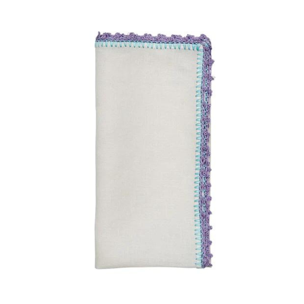Knotted Edge Napkin - White/Lilac/Blue
