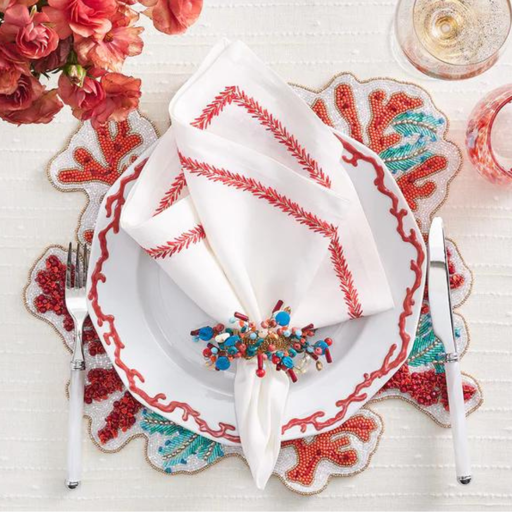 Coral Spray Placemat Coral/Turquoise