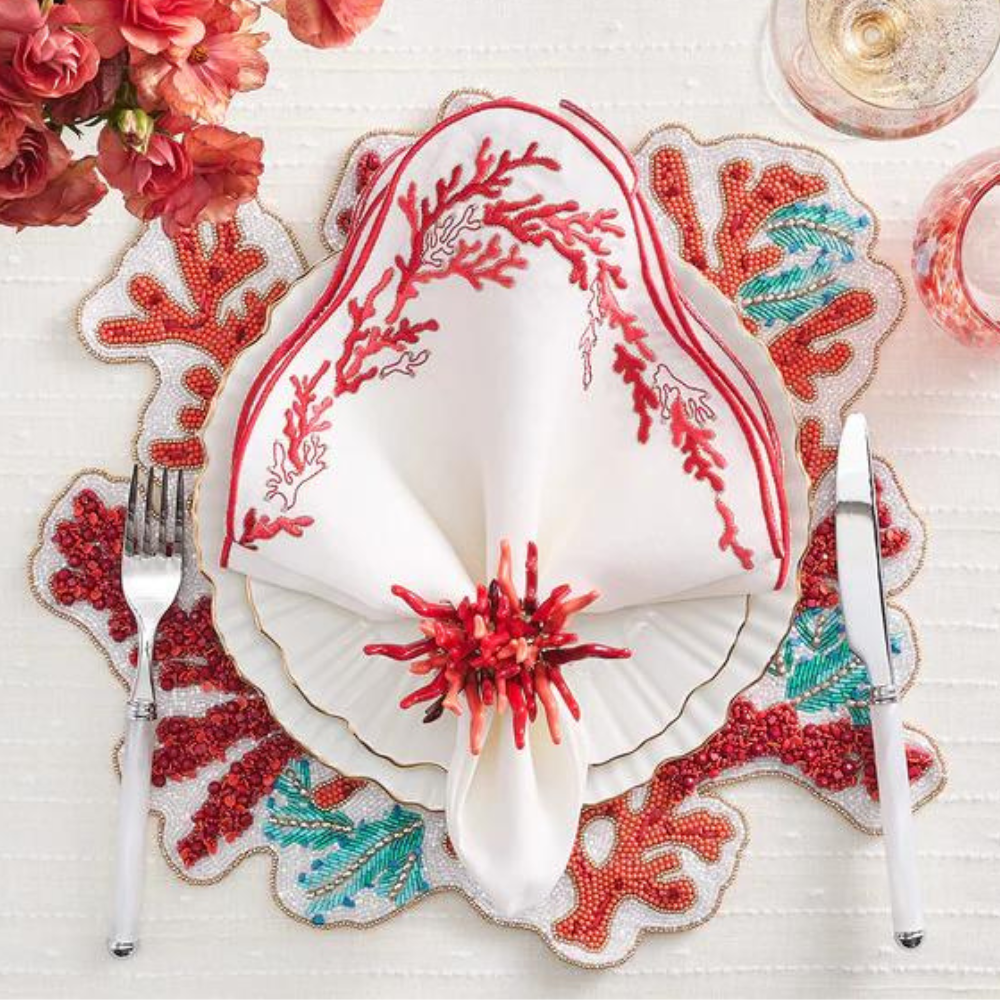 Coral Spray Placemat Coral/Turquoise