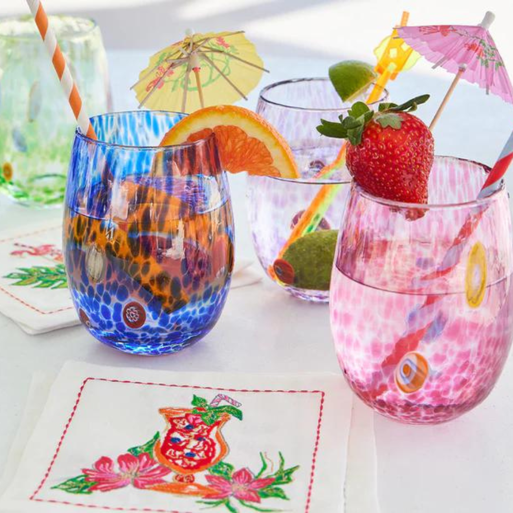 Tropicana Cocktail Napkin Set of 6 - White/Multi