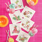 Tropicana Cocktail Napkin Set of 6 - White/Multi