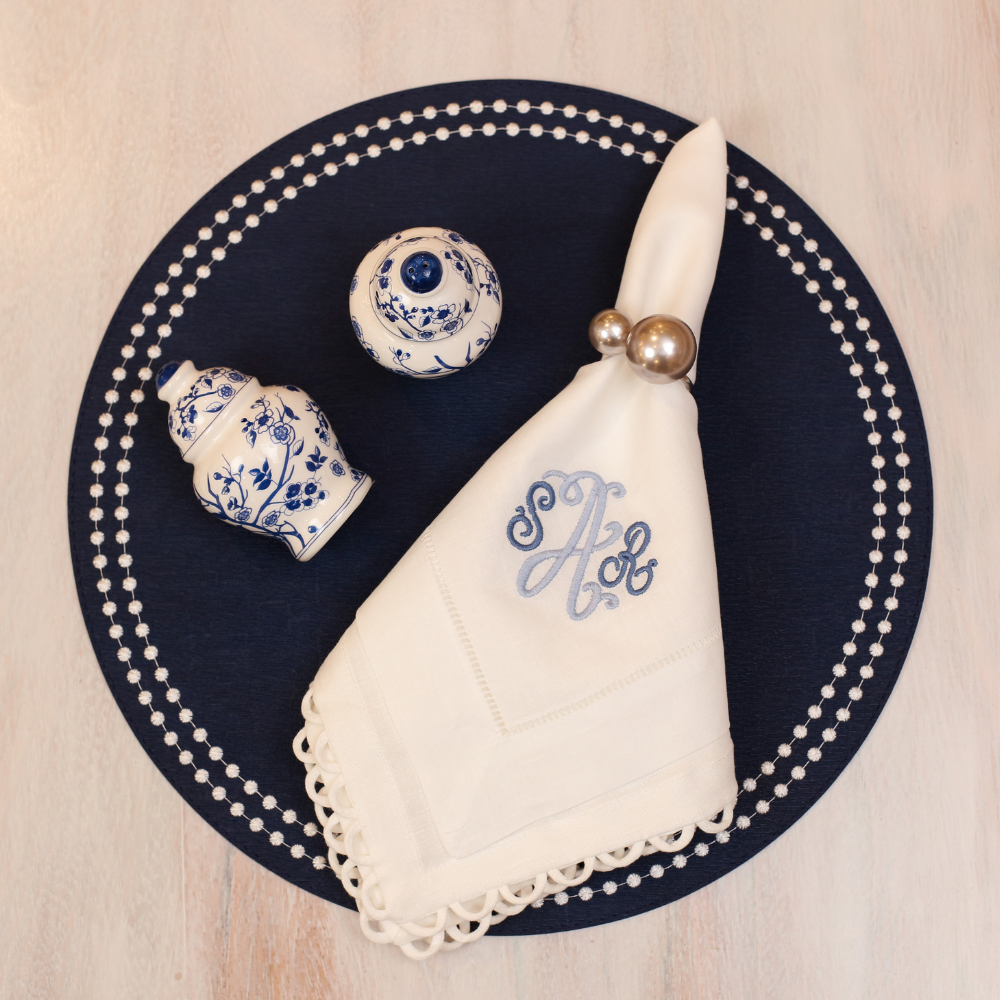 Pearl Placemat Set of 4 - Navy/White