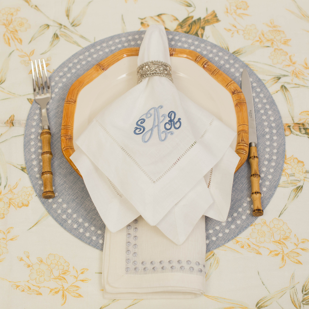 Pearl Placemat Set of 4 - Bluebell/White