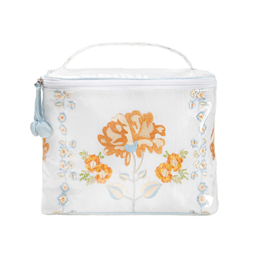 Embroidered Train Case - Blue