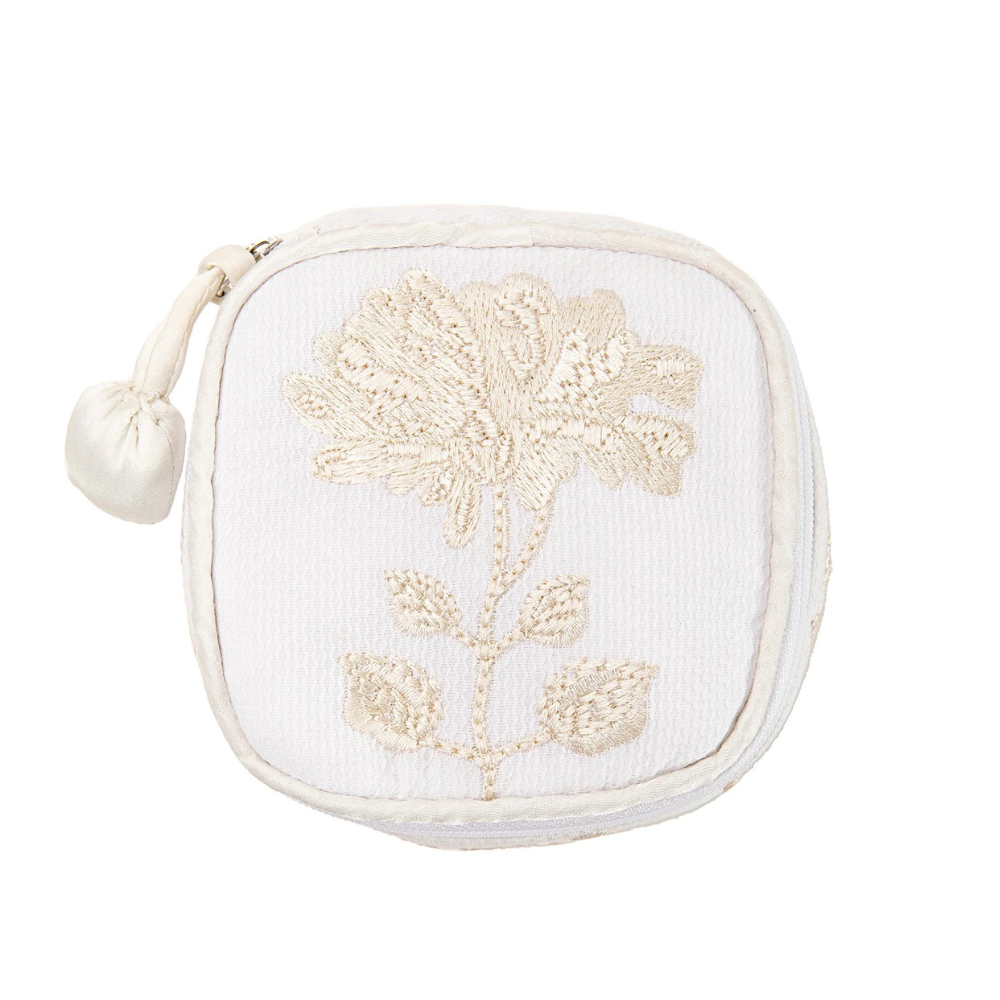 Embroidered Jewelry Box - Ivory
