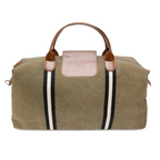 Original Duffel Bag Military Green with Black Stripe/Tan Leather