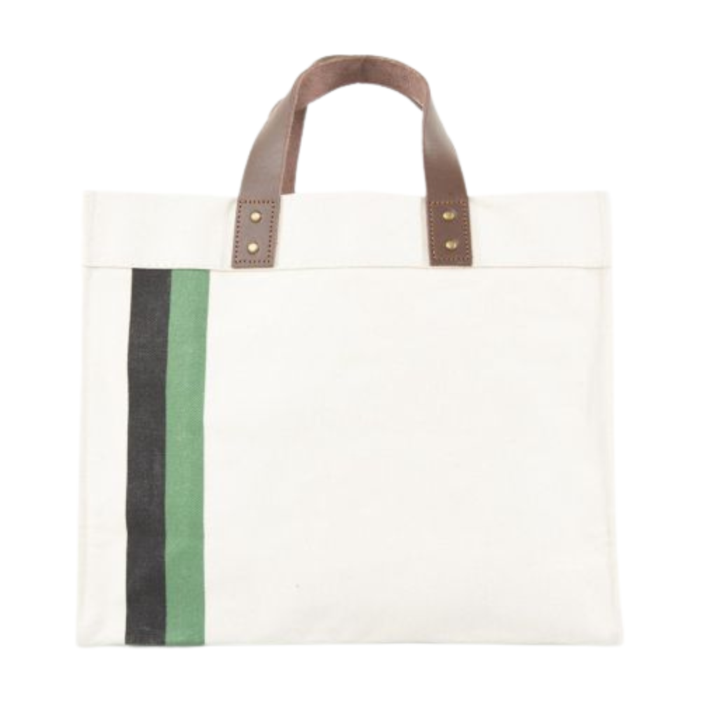 Small Stripe Tote Black/Emerald