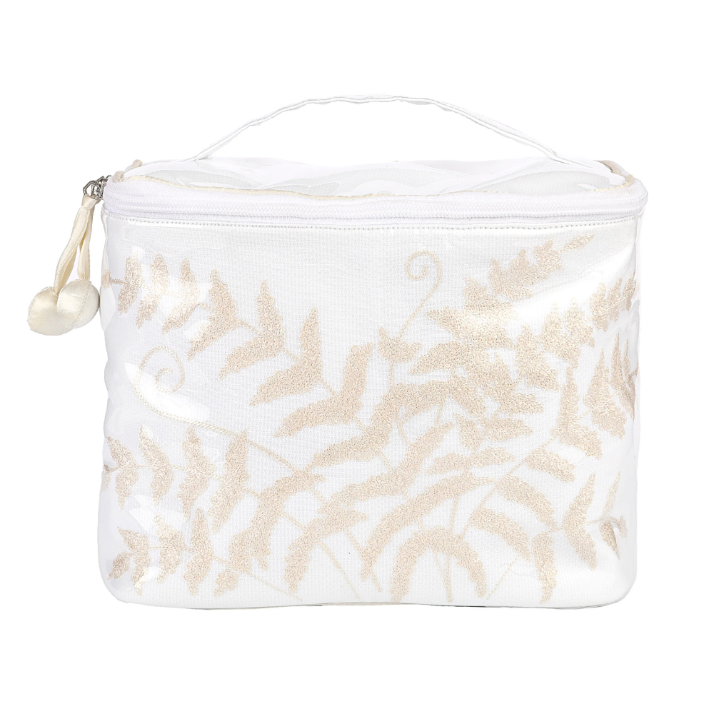 Fern Embroidered Train Case