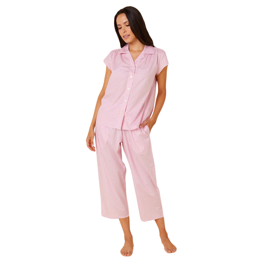 Pink Classic Gingham Luxe Pima Capri