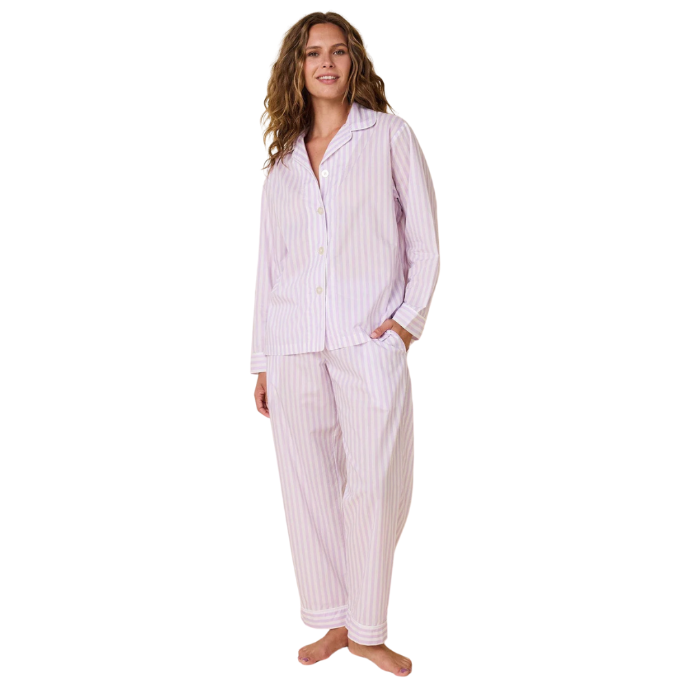 Lavander Classic Stripe Luxe Pima Long Sleeve Pajama