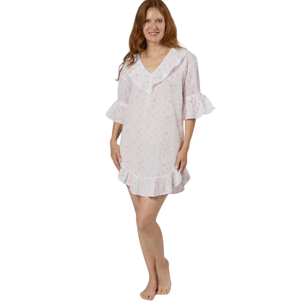 Lily Cotton Poet NightShirt - Pink