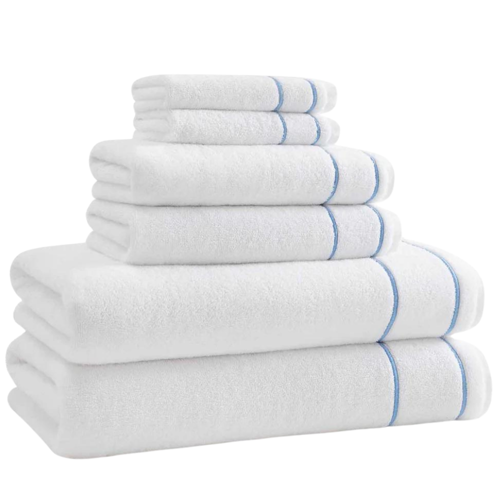 Newbury Towels - White/Periwinke