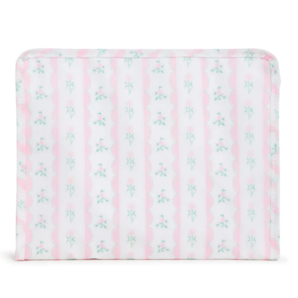 Roadie Large Zip Pouch Ribbon Floral Pink