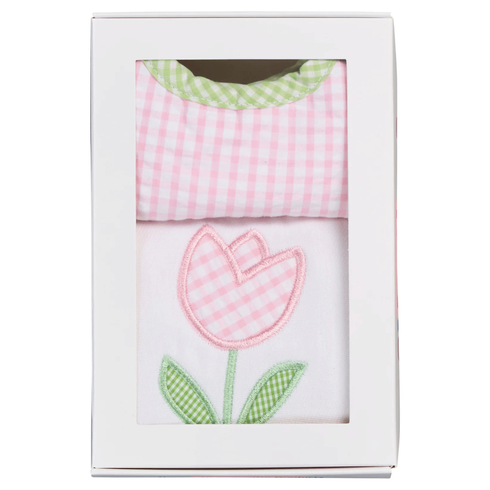 Boxed Burp/Bib Set Tulip