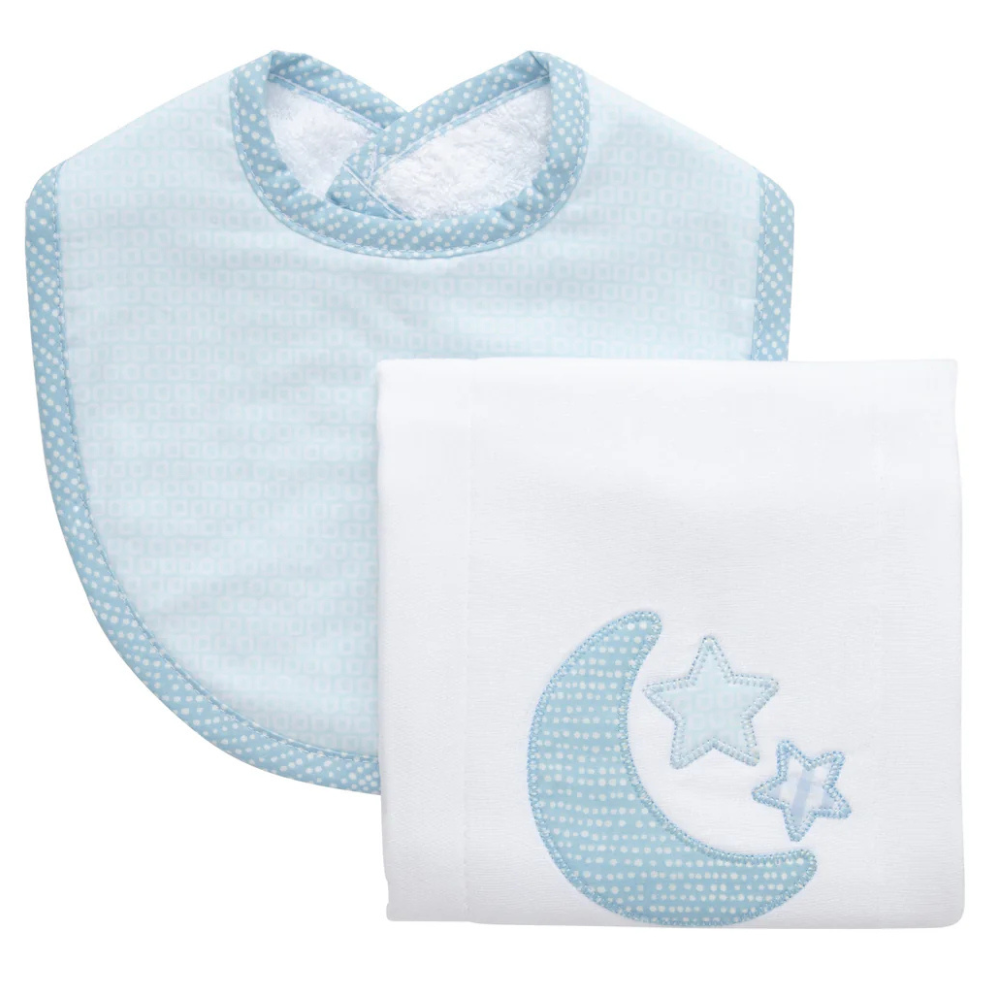 Boxed Burp/Bib Blue Lullaby