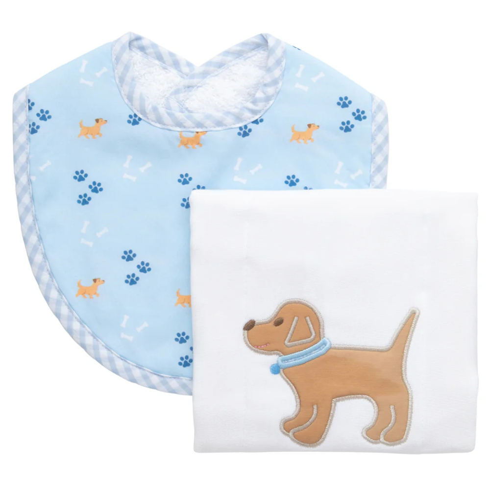 Boxed Burp/Bib Blue Lab Puppy