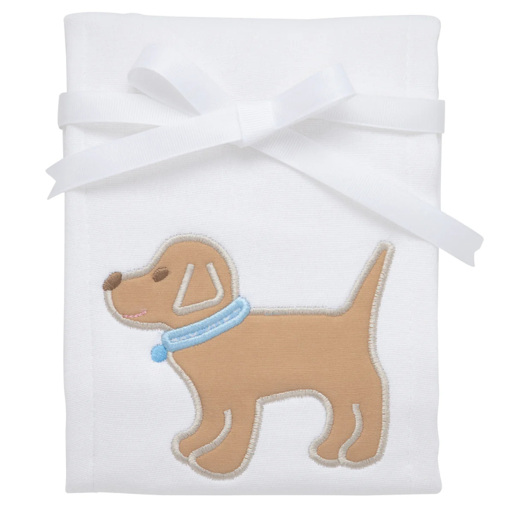Single Burp Cloth Blue Lab Puppy