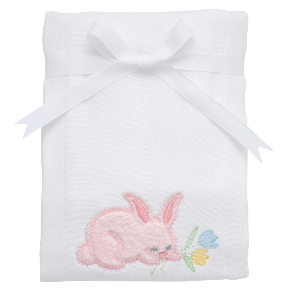 Single Burp Cloth Pink Bunny