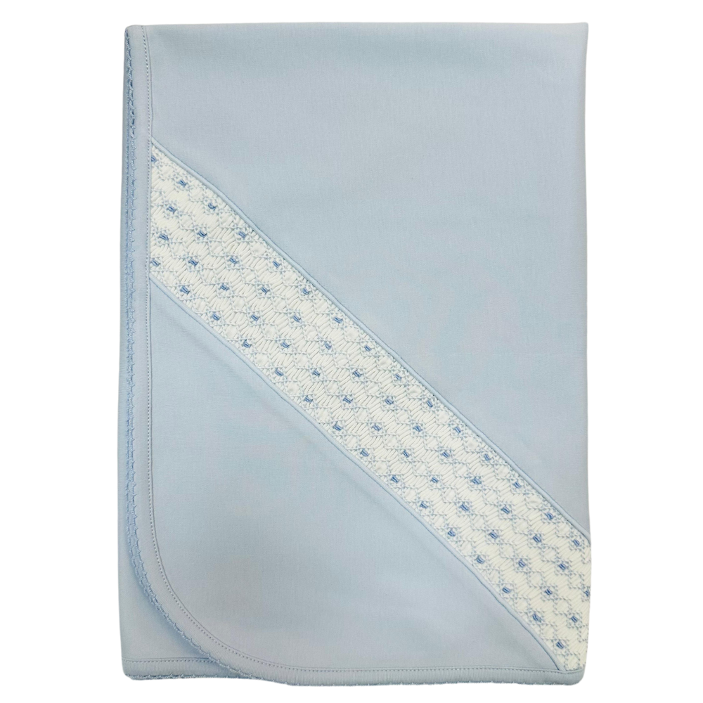 Manta Celeste Nido de Abeja Blanco/Puntos