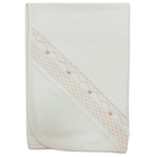 Manta Blanca Nido de Abeja Rosado/Flores