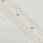 Manta Blanca Nido de Abeja Rosado/Flores