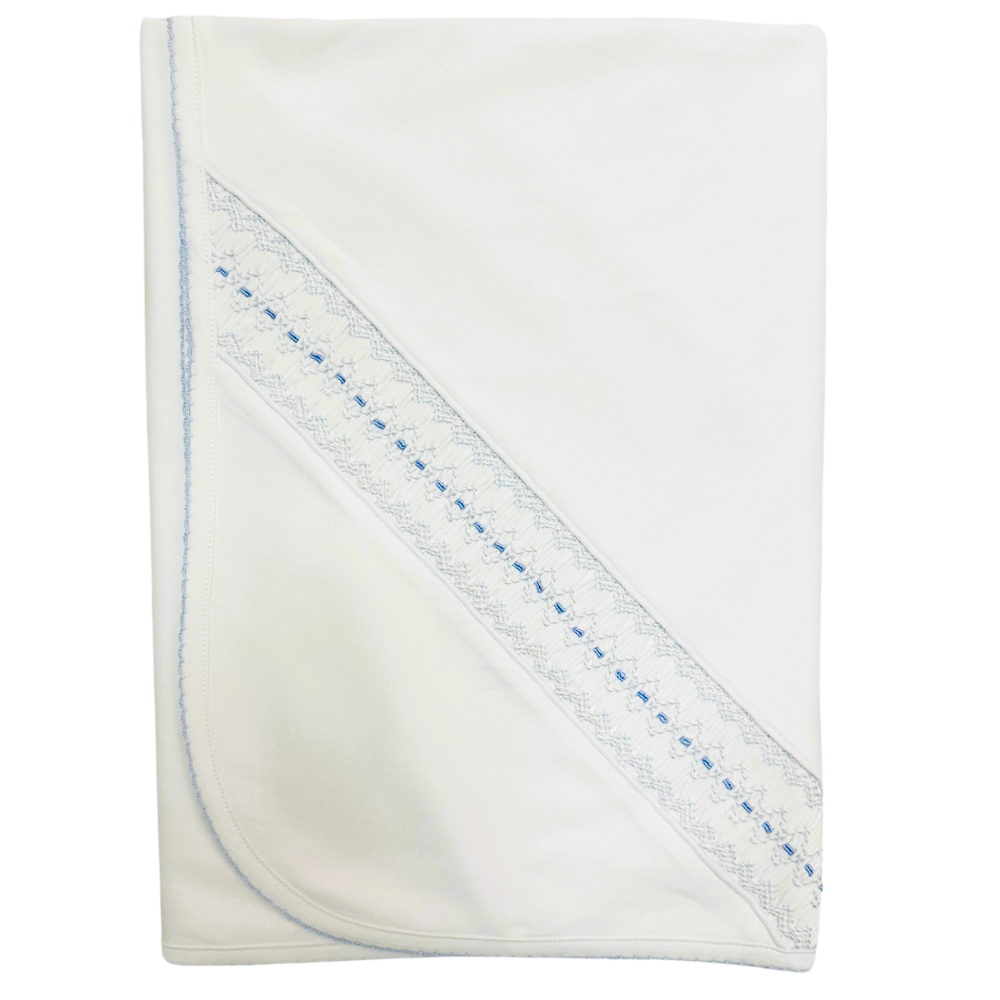 Manta Blanca Nido de Abeja Vert. Celeste