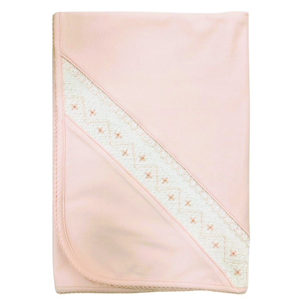 Manta Rosada Nido de Abeja Blanco