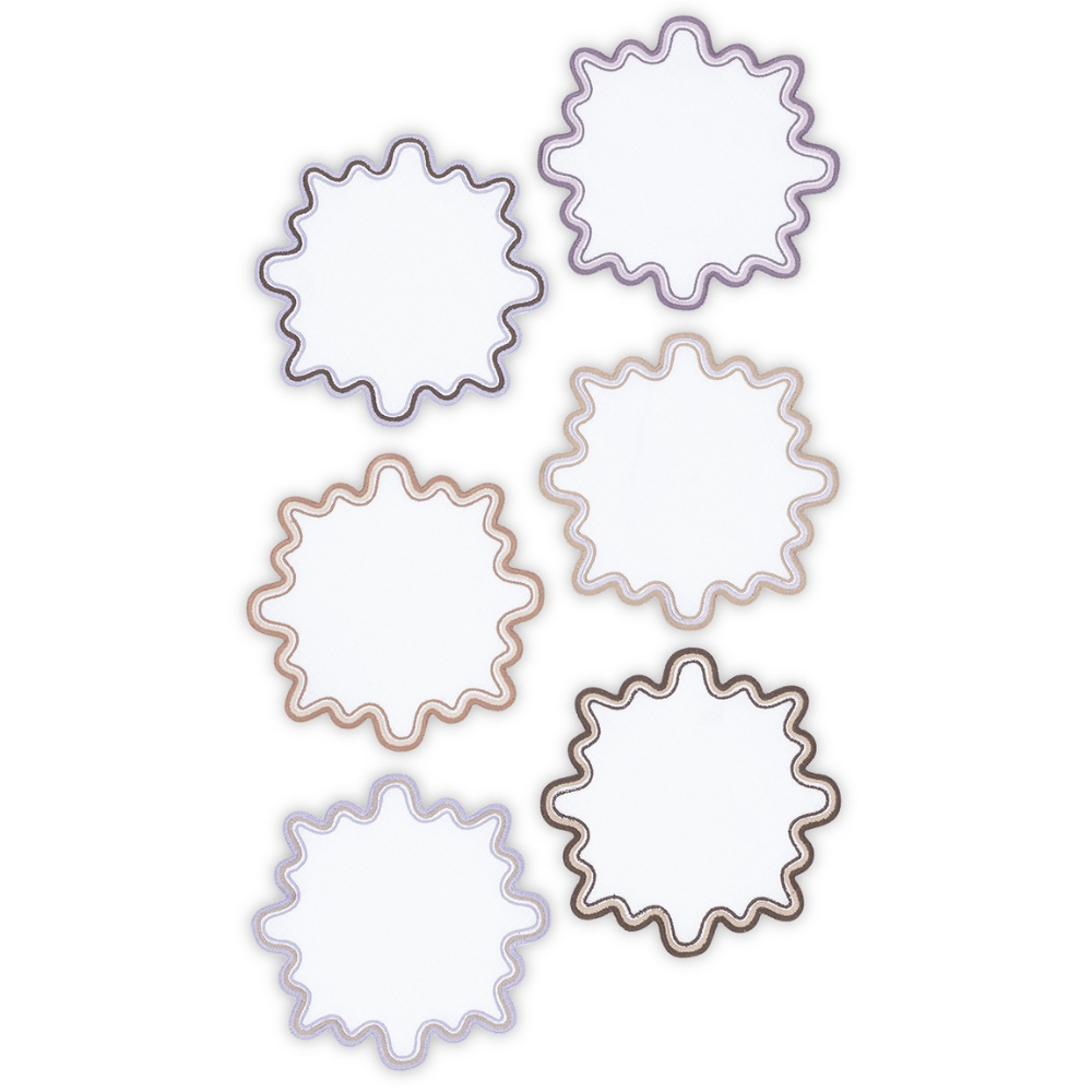 Wave Round Cocktail Napkins Set of 6 - Provence