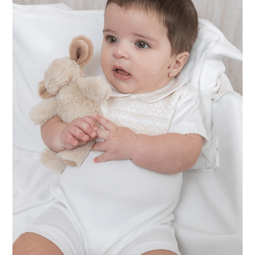 Enterizo Corto Blanco/Beige Smock