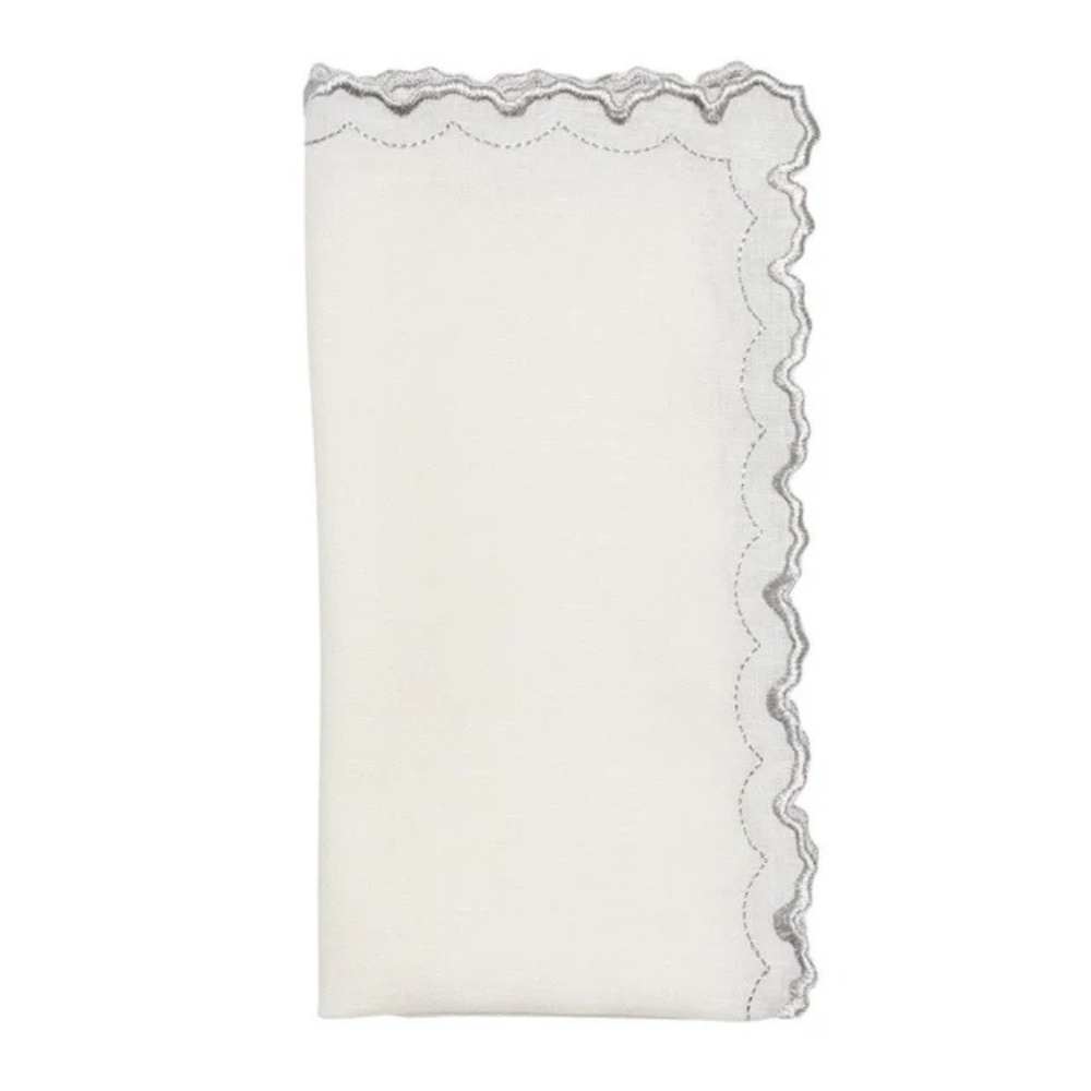 Napkin Arches White/Silver Set of 12
