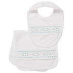 Set Babero y Babita Blanco Nido de Abeja Menta