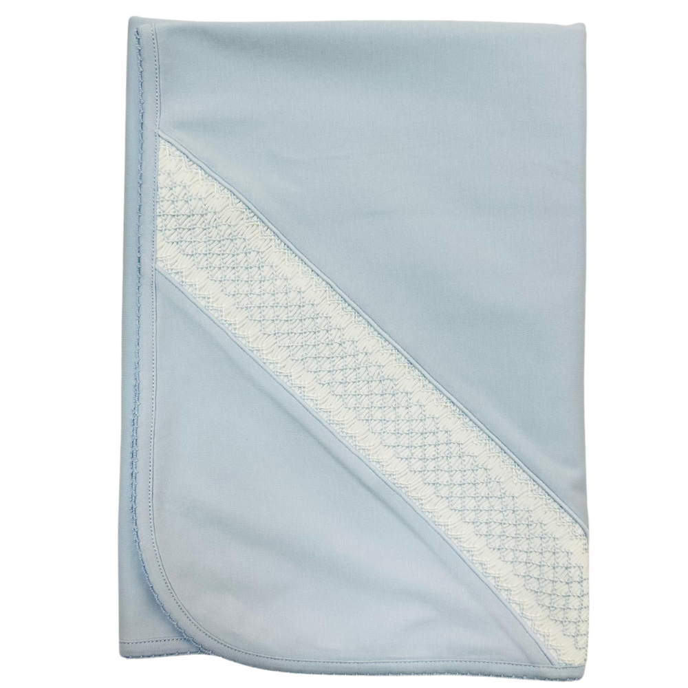 Manta Celeste Nido de Abeja Blanco con Azul