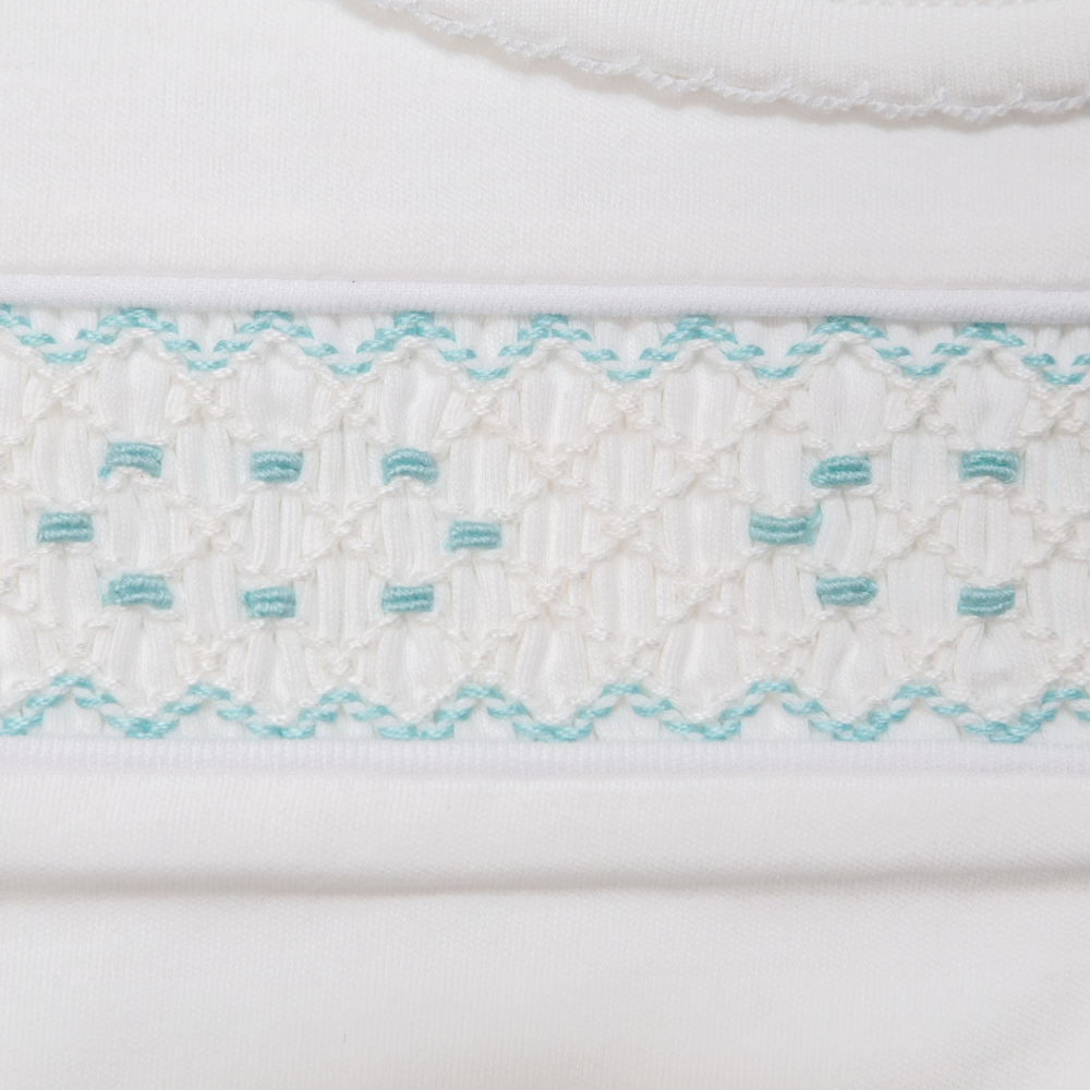 Set Babero y Babita Blanco Nido de Abeja Menta