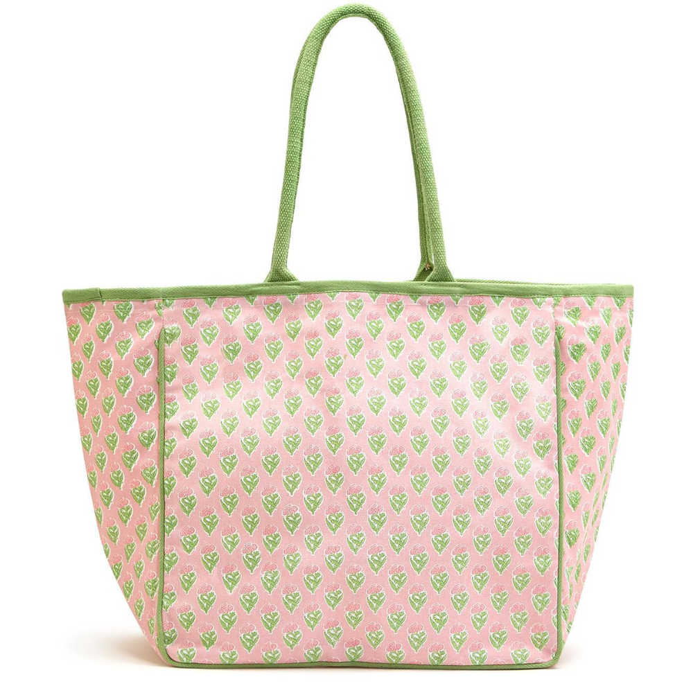 Floral Block Print Tote bag - Pink