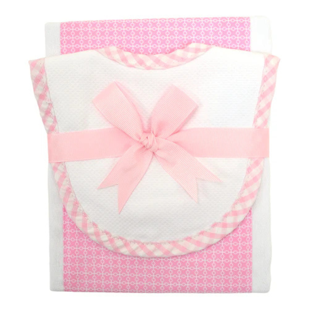 Burp/Drooler Set Pink Lab Puppy