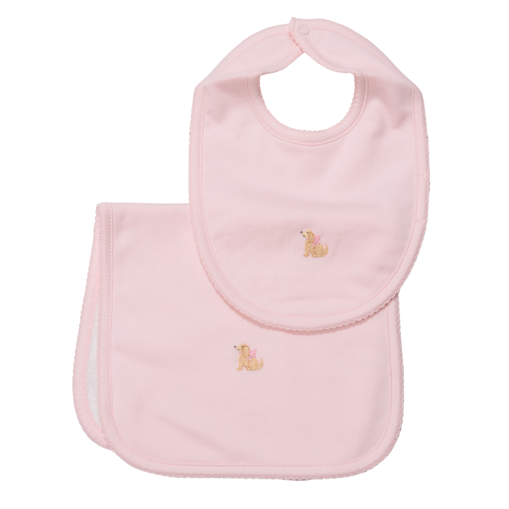 Set Babero y Babita Rosado - Perrito