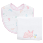 Boxed Burp/Bib Set Pink Bunny