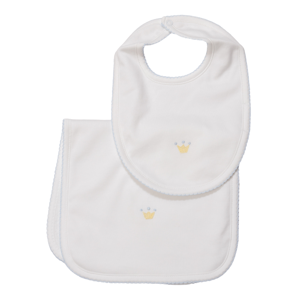 Set Babero y Babita Blanco y Celeste - Corona