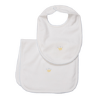 Set Babero y Babita Blanco y Celeste - Corona