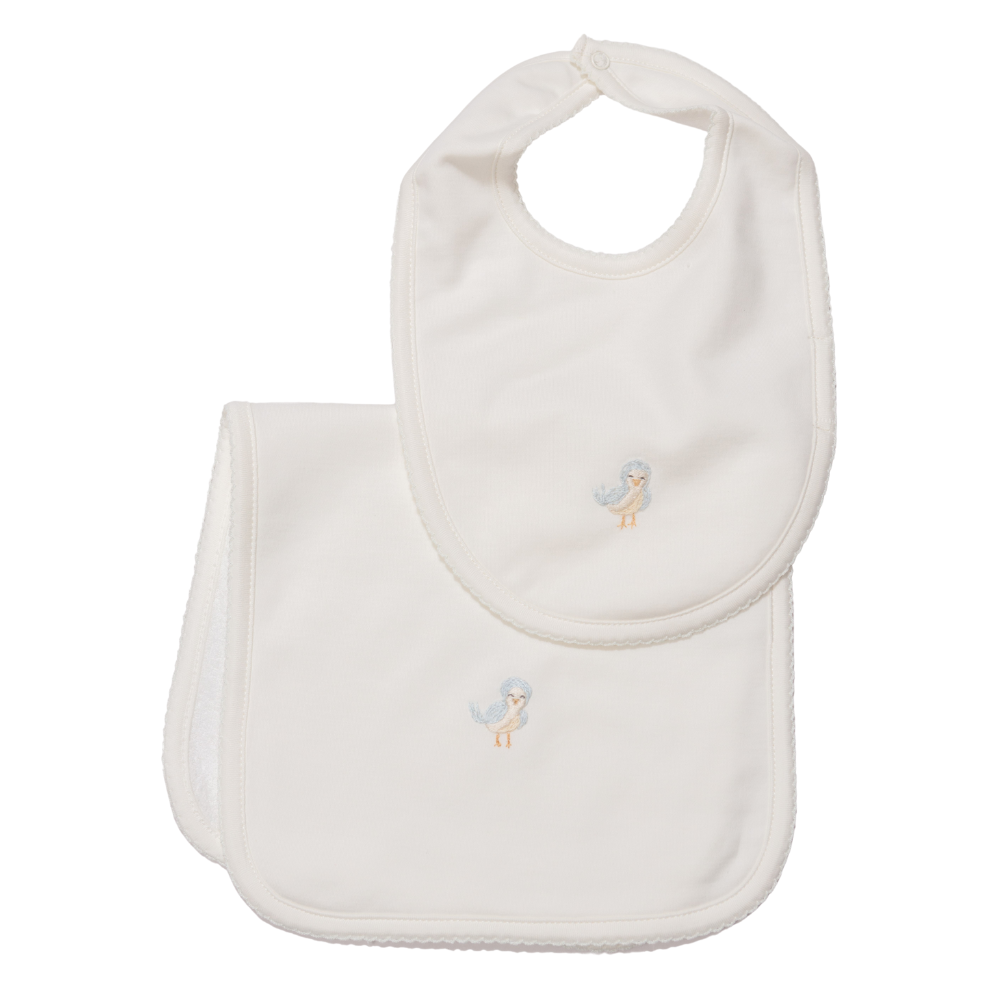 Set Babero y Babita Crema - Pajarito