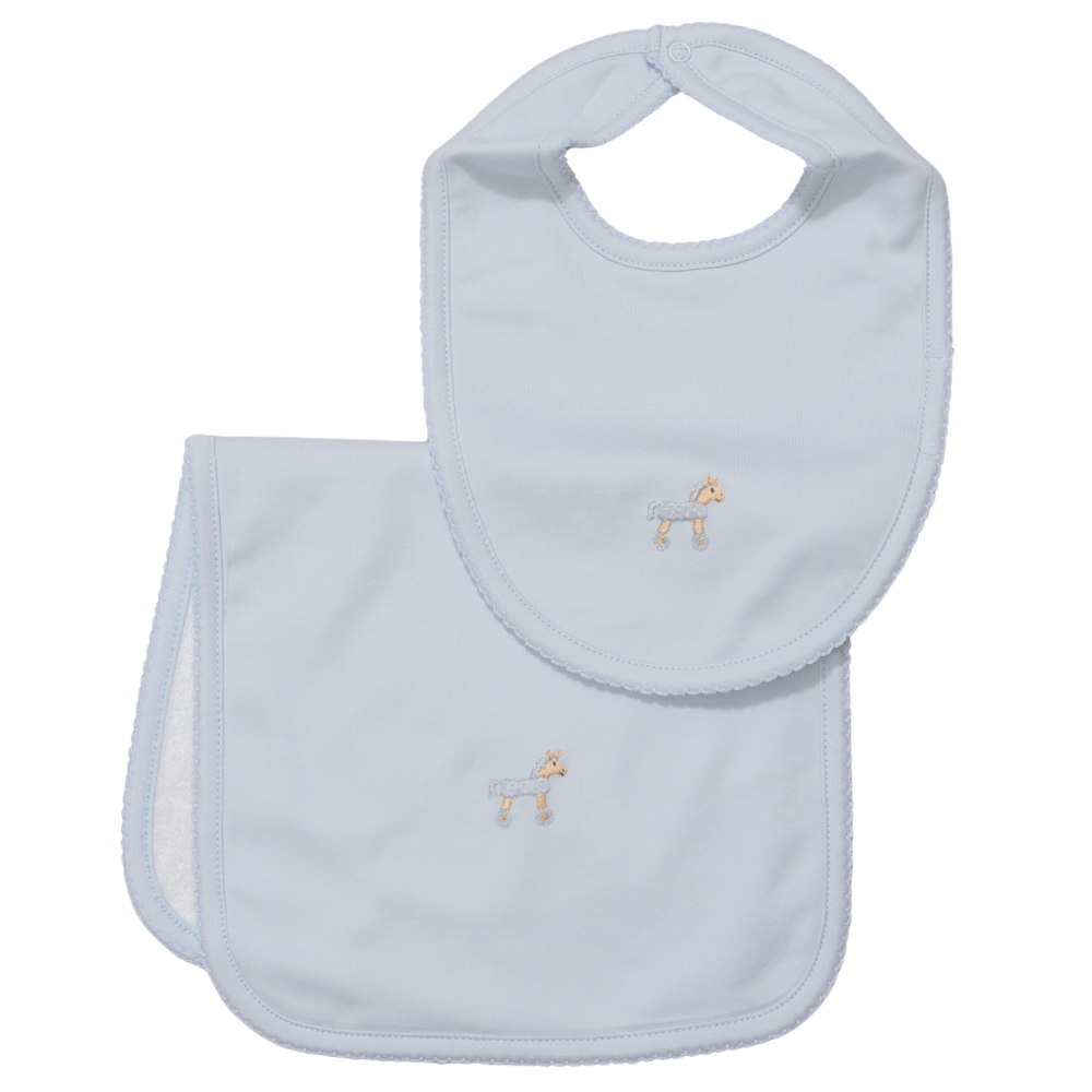 Set Babero y Babita Celeste - Caballo